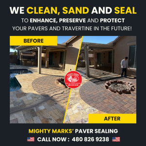 Grayhawk paver and travertine restoration.